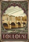 Affiche Pont-Neuf style Art Déco vintage Toulouse