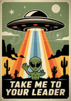 Affiche OVNI alien soucoupe volante rétro futuriste