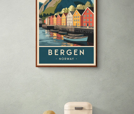 Affiche vintage Bergen (Norvège)