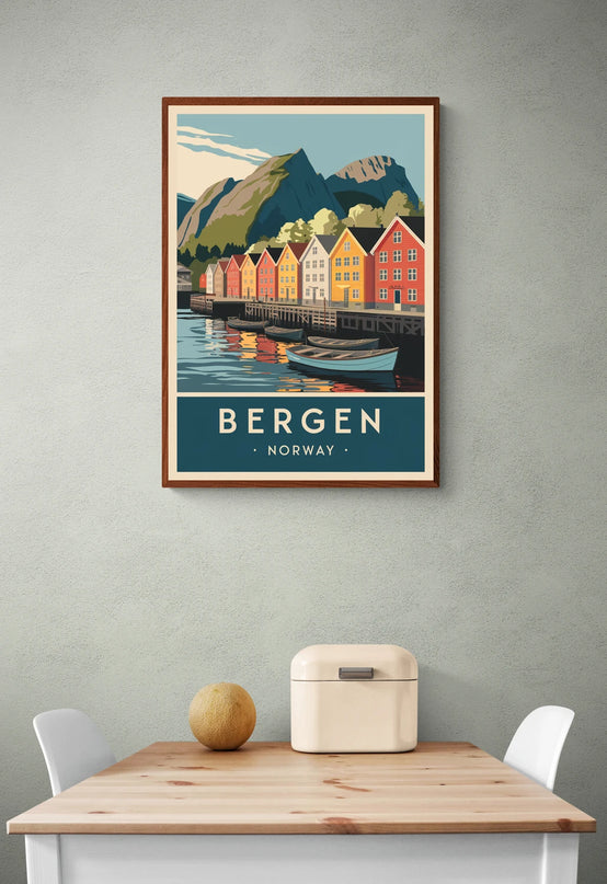 Affiche vintage Bergen (Norvège)