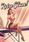Affiche Retro Glam femme pin-up planche à repasser
