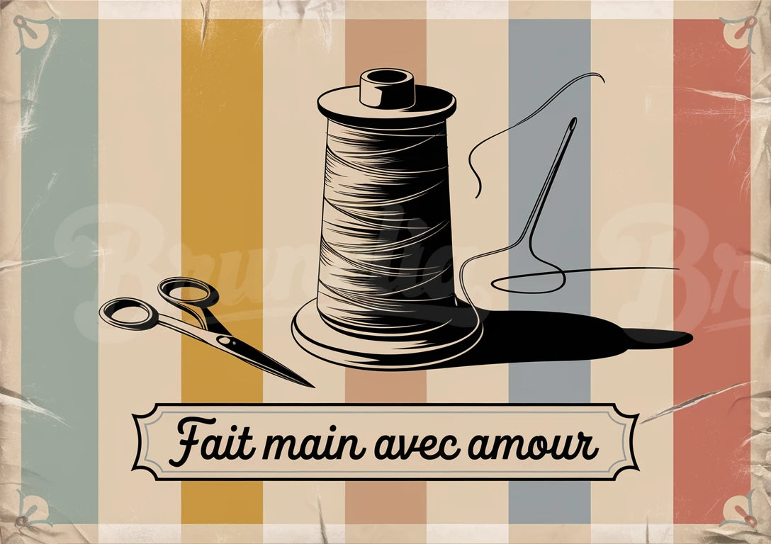 Affiche vintage bobines de fil rétro