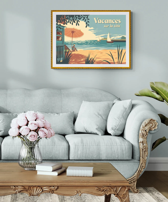 affiche bord de mer vintage