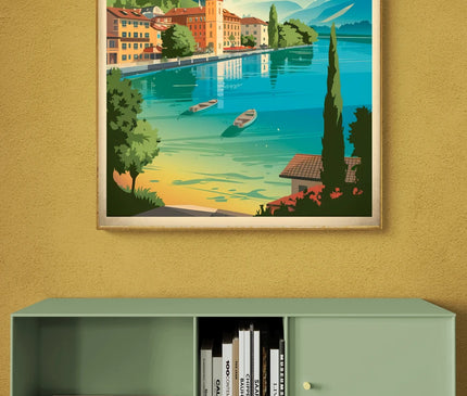 Affiche promenade Annecy vintage