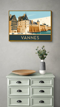 Affiche Vannes château médiéval style rétro