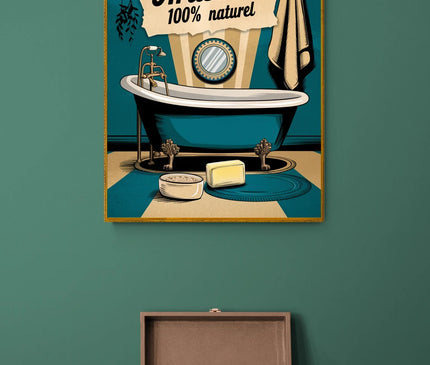affiche décoration salle de bain rétro