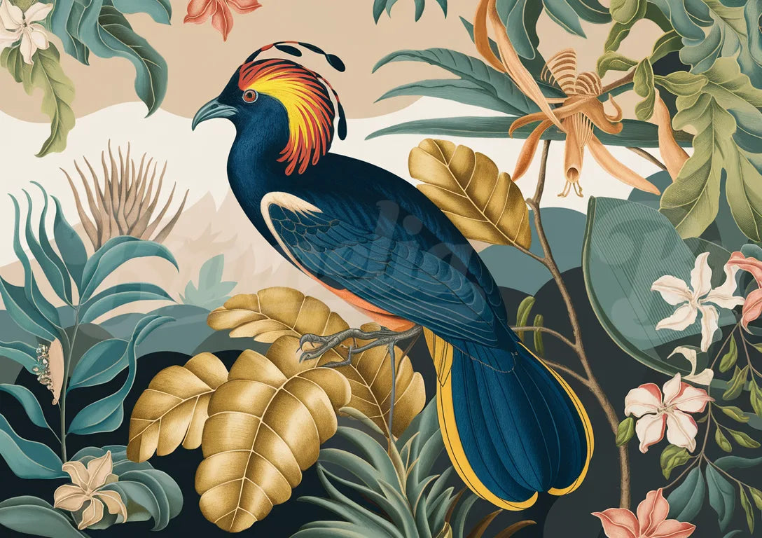 Affiche oiseau exotique vintage