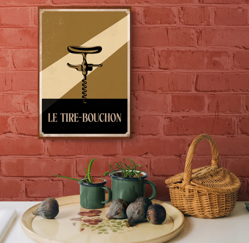 Affiche vintage tire-bouchon ancien