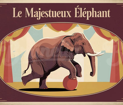 Affiche éléphant vintage