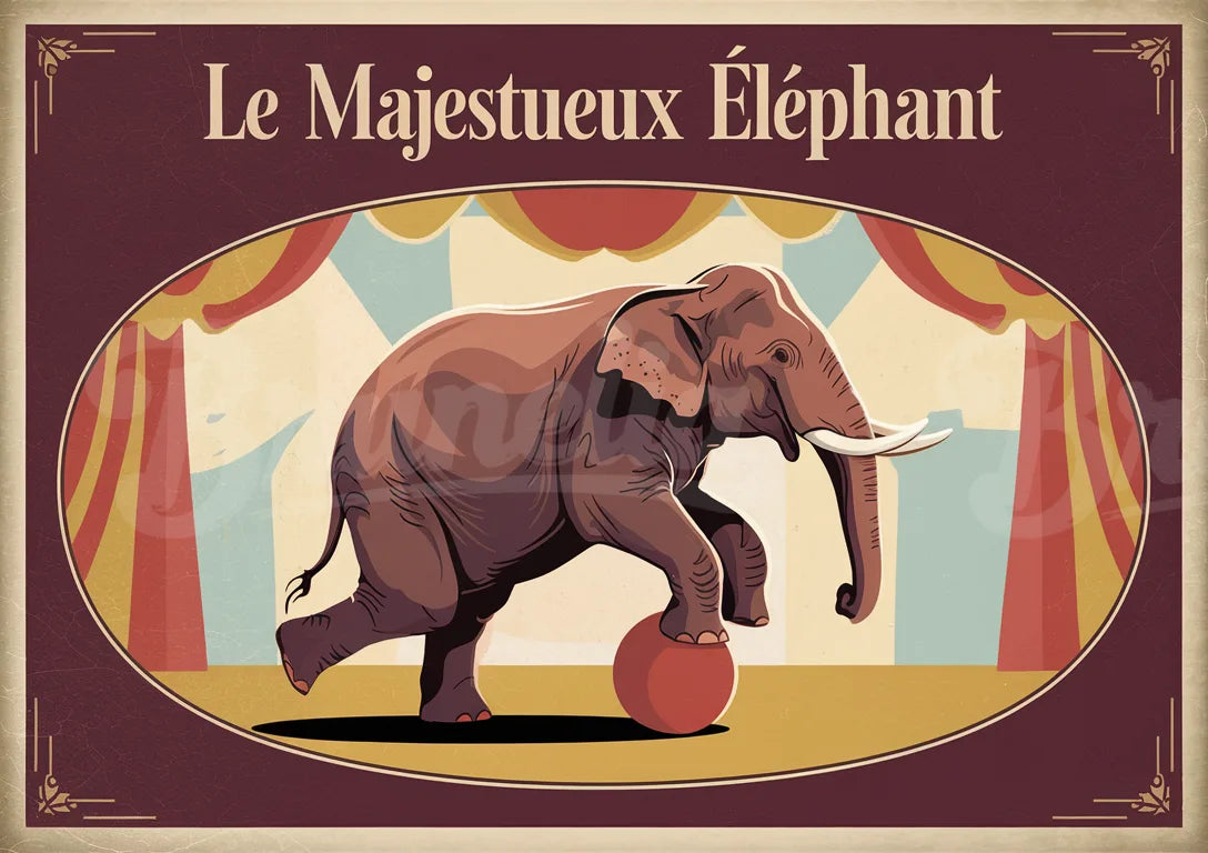 Affiche éléphant vintage