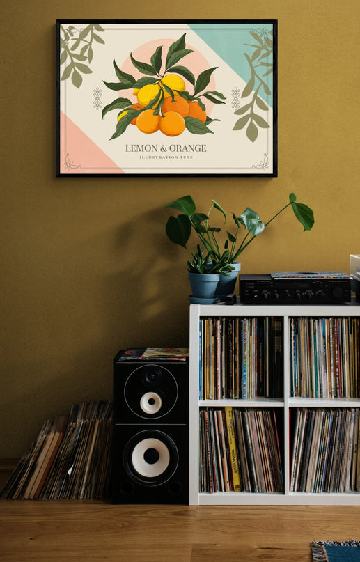 Affiche citron et orange vintage
