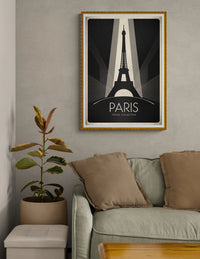 Affiche rétro tour Eiffel silhouette Art déco