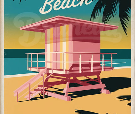 Affiche cabines sauveteurs vintage Miami