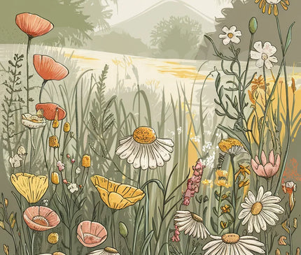 Affiche vintage champ de fleurs