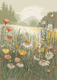 Affiche champ de fleurs sauvages style aquarelle