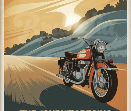 Affiche moto et route rétro