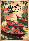 Affiche Marché flottant tropical vintage
