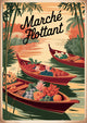 Affiche Marché flottant tropical vintage