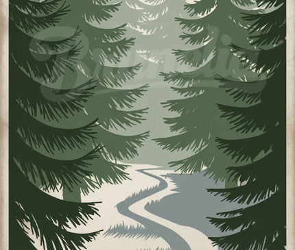 Affiche vintage forêt de sapins