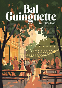 Affiche Bal Guinguette danseurs guirlandes 1925