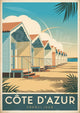 Affiche Côte d'Azur cabines de plage années 1920