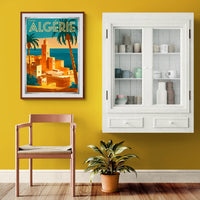 Affiche touristique Algérie kasbah méditerranéenne style Art Déco