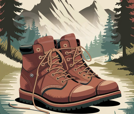 Affiche chaussures de randonnée rétro
