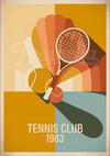 Affiche club de tennis 1983 design géométrique rétro