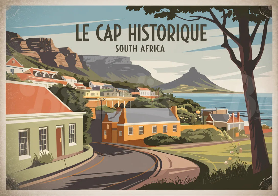 Affiche quartier historique vintage Le Cap