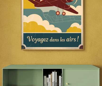 affiche vintage avion illustration rétro