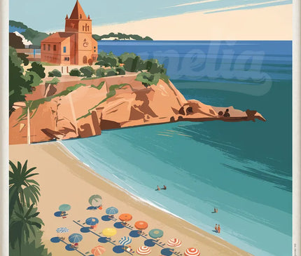 Affiche plage Collioure vintage