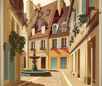 Affiche vieille ville Dijon rétro