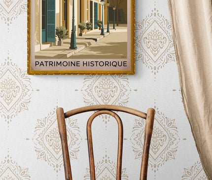 Affiche architecture coloniale vintage