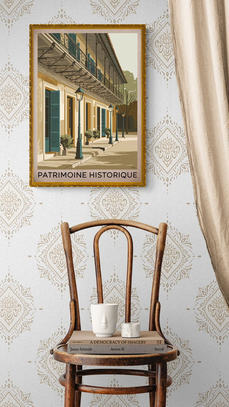 Affiche architecture coloniale vintage
