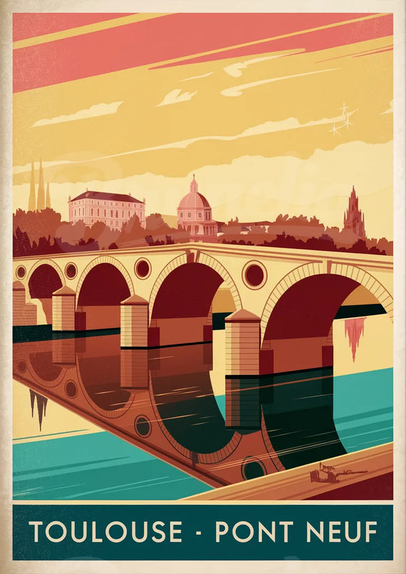 Affiche vintage pont Neuf Toulouse