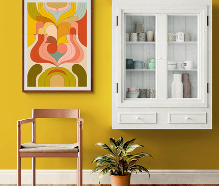 Affiche vintage formes abstraites et palette vive