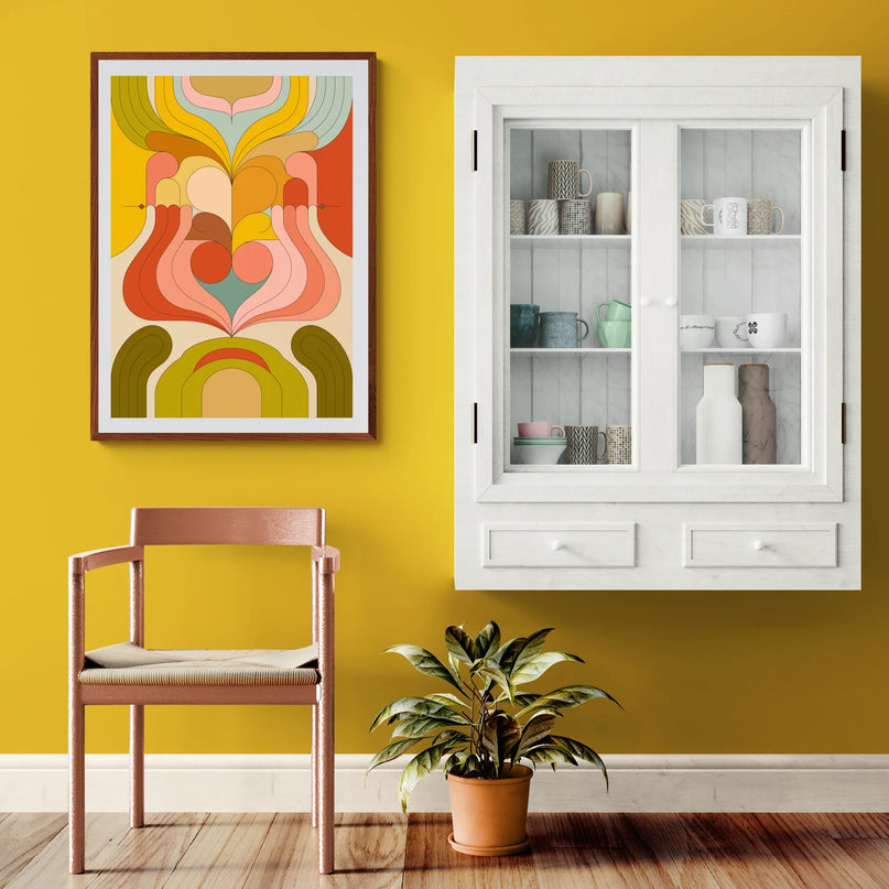 Affiche vintage formes abstraites et palette vive