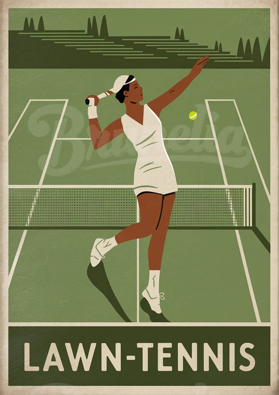 Affiche vintage tennis sur gazon