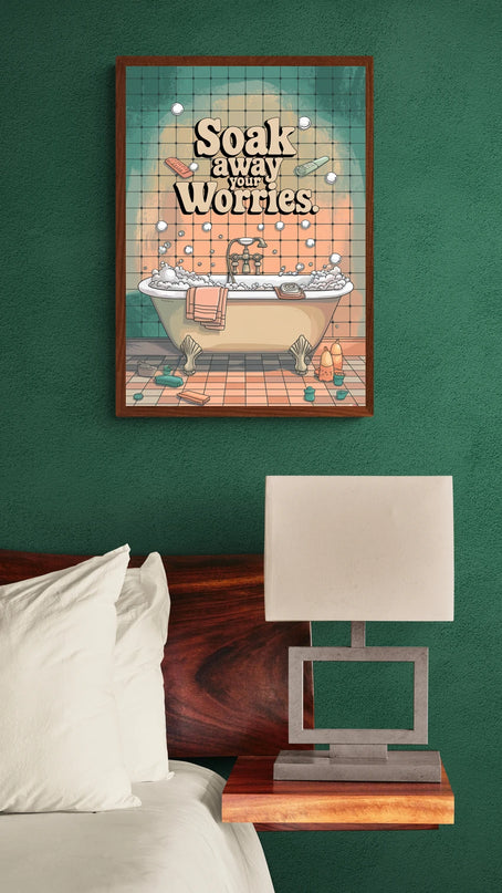 affiche accessoires de bain rĂ©tro