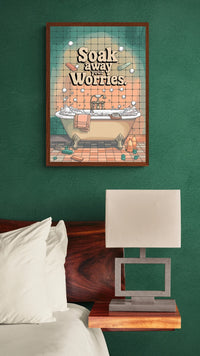 Affiche relaxation baignoire vintage détente bien-être