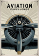 Affiche décoration moteur d'avion rétro art déco
