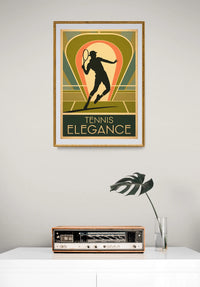 Affiche joueur de tennis Art Déco élégance rétro