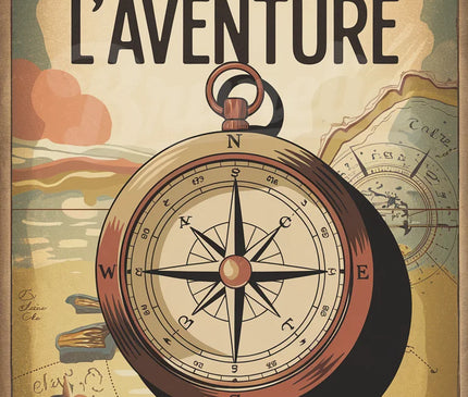 Affiche boussole rétro