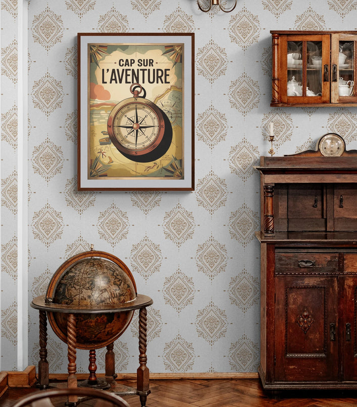 Affiche boussole rétro