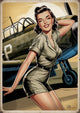 Affiche femme aviateur avion de chasse années 1940