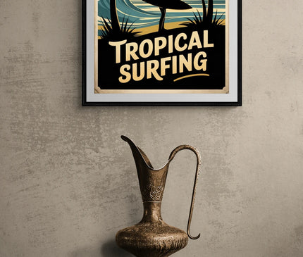 Affiche vintage ambiance tropicale surf copie