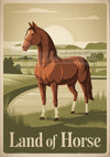 Affiche cheval dans la campagne style rétro