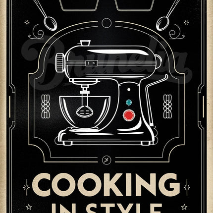 affiche cuisine vintage noir et blanc