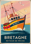Affiche Bateau de Pêche Breton Retour de Pêche