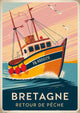 Affiche Bateau de Pêche Breton Retour de Pêche